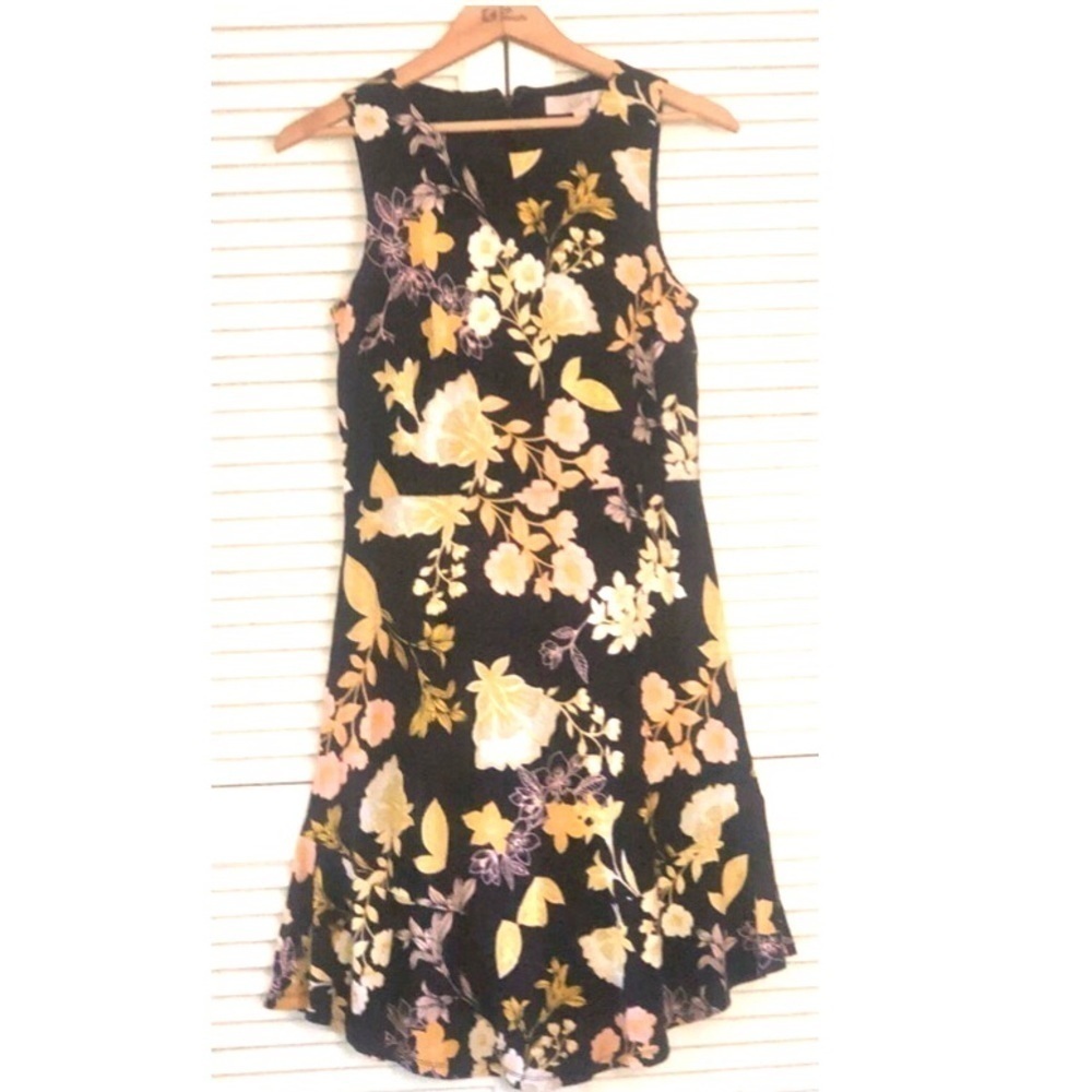 Loft Black floral dress mini size 2